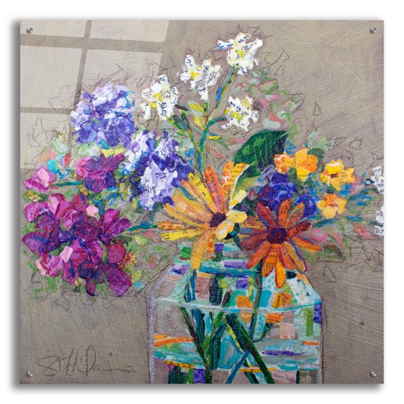 Epic Art 'Lizard Bouquet'  by St Hilaire Elizabeth Acrylic Glass Wall Art, 36" x 36"