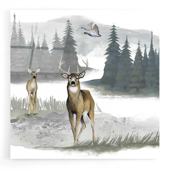 Epic Art 'Lodge Landscape II' by Grace Popp, Acrylic Wall Glass, 12"x12"