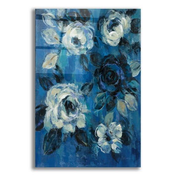 Epic Art 'Loose Flowers on Blue II' by Silvia Vassileva, Acrylic Glass Wall Art, 16"x24"