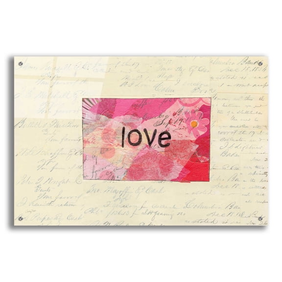Epic Art 'Love Collage by Courtney Prahl, Acrylic Glass Wall Art, 36"x24"
