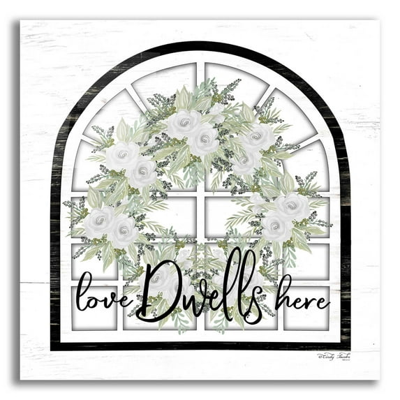 Epic Art 'Love Dwells Here' by Cindy Jacobs, Acrylic Glass Wall Art, 12"x12"