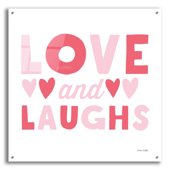 Epic Art 'Love and Laughs Pink' by Ann Kelle Designs, Acrylic Glass Wall Art, 36"x36"