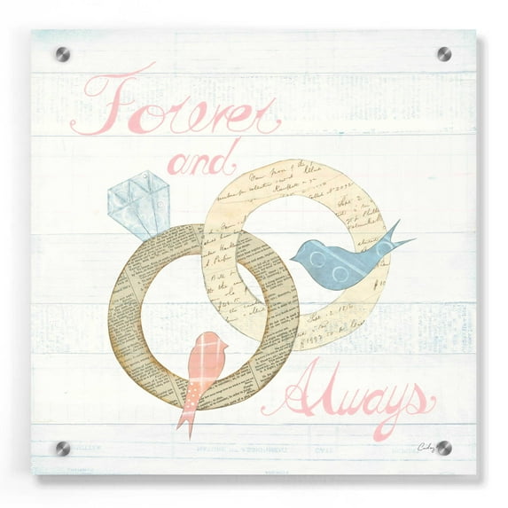 Epic Art 'Lovebirds II' by Courtney Prahl, Acrylic Glass Wall Art, 36"x36"