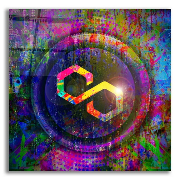 Epic Art 'MATIC Polygon Crypto,' Acrylic Glass Wall Art, 12"x12"