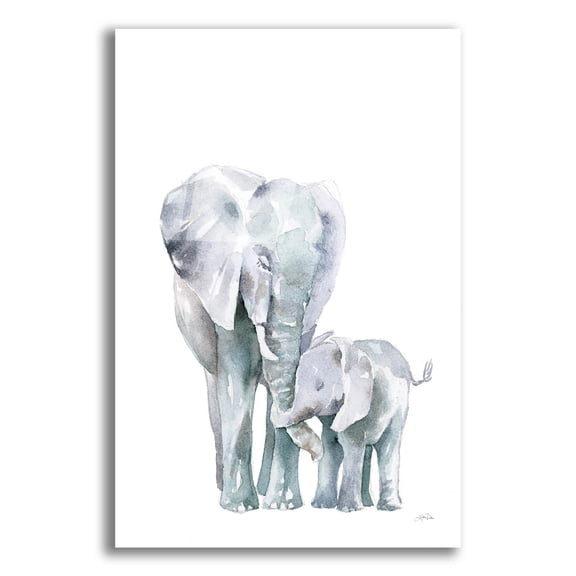 Epic Art 'Mama Elephant On White'  by Katrina Pete Acrylic Glass Wall Art, 16" x 24"