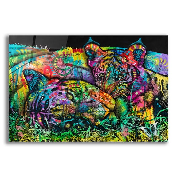 Epic Art 'Mama Tiger and Cub' by Dean Russo, Acrylic Glass Wall Art, 16"x12"