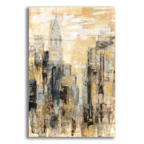 Epic Art 'Manhattan Gray and Gold I' by Silvia Vassileva, Acrylic Glass Wall Art, 16"x24"