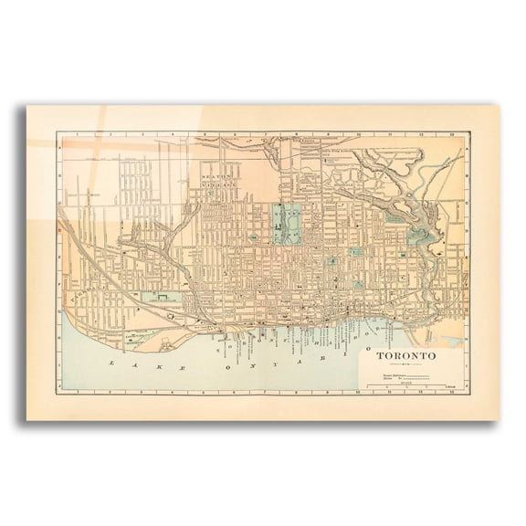 Epic Art 'Map of Toronto' by Wild Apple Portfolio, Acrylic Glass Wall Art, 16"x12"