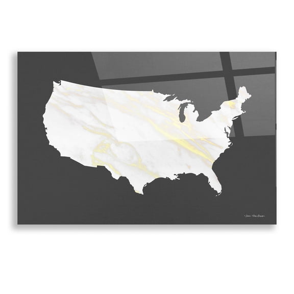 Epic Art 'Marble Gold USA Map' by Seven Trees Design, Acrylic Glass Wall Art, 16"x12"