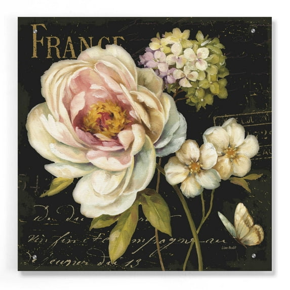 Epic Art 'Marche de Fleurs on Black' by Lisa Audit, Acrylic Glass Wall Art, 24"x24"