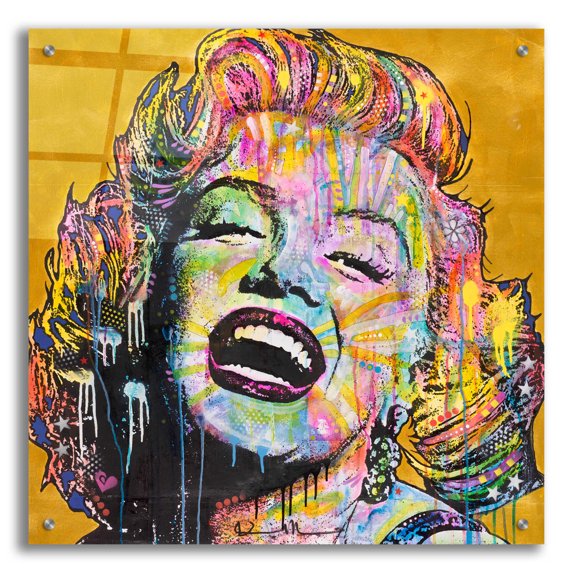 Epic Art 'Marilyn Yellow' by Dean Russo, Acrylic Glass Wall Art, 24" x 24"