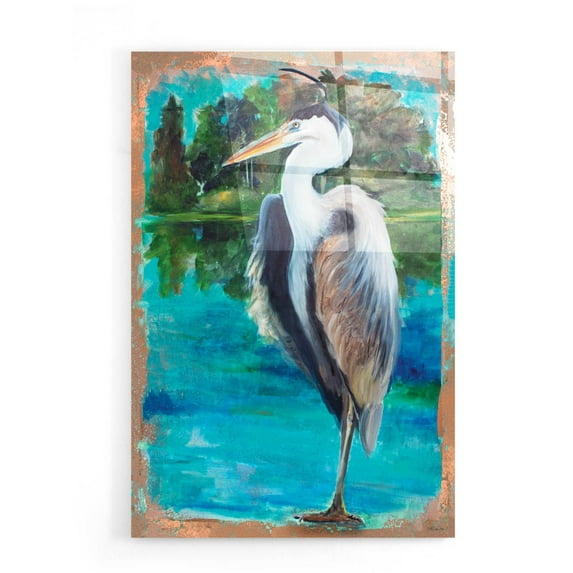 Epic Art 'Marsh Heron' by Stellar Design Studio, Acrylic Glass Wall Art, 16"x24"