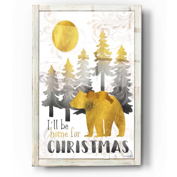 Epic Art 'Merry Christmas and Happy New Year Bear Family' by Cindy Jacobs, Acrylic Glass Wall Art, 12"x16"