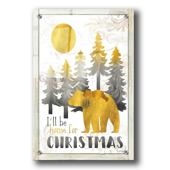 Epic Art 'Merry Christmas and Happy New Year Bear Family' by Cindy Jacobs, Acrylic Glass Wall Art, 24"x36"