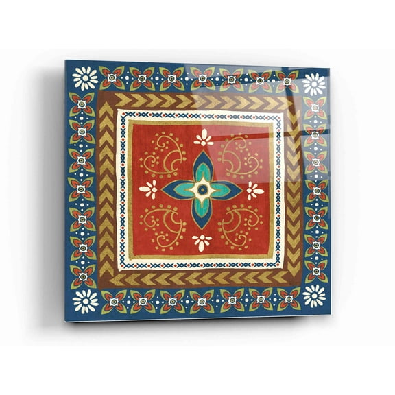 Epic Art 'Mexican Fiesta II' by Veronique Charron, Acrylic Glass Wall Art, 12"x12"