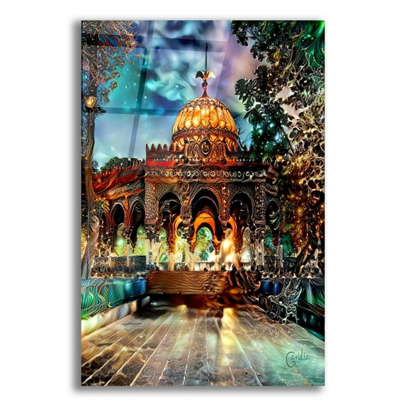 Epic Art 'Mexico City Kiosk In The Alameda De Santa Maria La Ribera' by Pedro Gavidia, Acrylic Glass Wall Art, 16"x24"