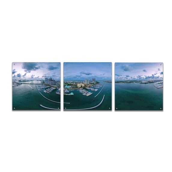 Epic Art 'Miami Twilight' by Epic Portfolio, Acrylic Glass Wall Art, 3 Piece Set, 72" x 24"