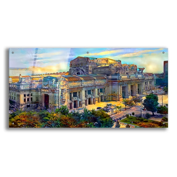 Epic Art 'Milan Italy Central Station' by Pedro Gavidia, Acrylic Glass Wall Art, 48"x24"
