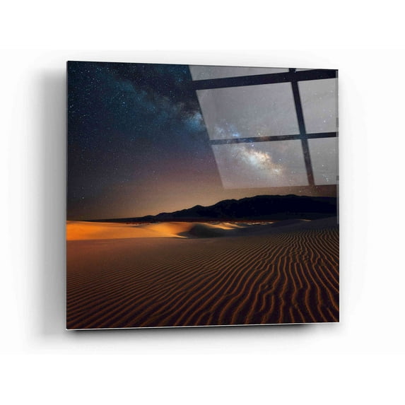 Epic Art "Milky Way Over Mesquite Dunes" by Darren White, Acrylic Glass Wall Art, 12"x12"