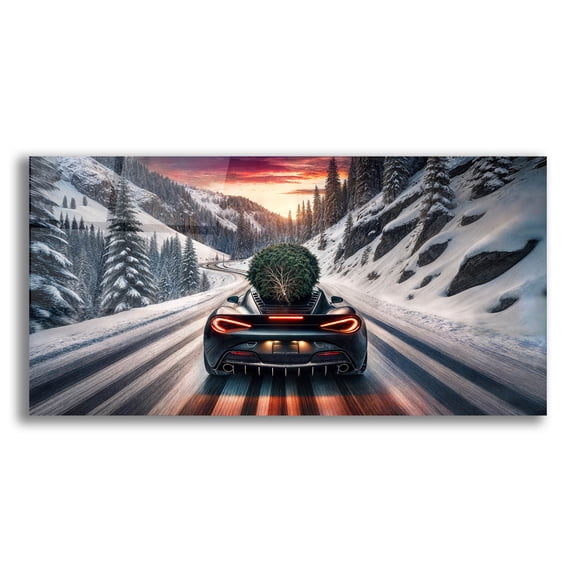 Epic Art 'Modern Day Christmas Express' by Rey Klimt Acrylic Glass Wall Art, 24" x 12"