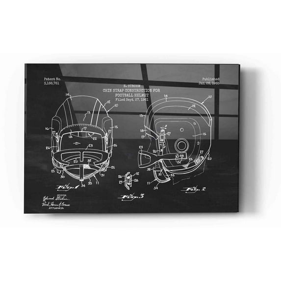 Epic Art 'Modern Football Helmet Blueprint Chalkboard Patent' Acrylic Glass Wall Art, 12"x16"