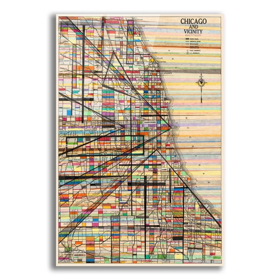 Epic Art 'Modern Map of Chicago' by Nikki Galapon Acrylic Glass Wall Art, 12"x16"