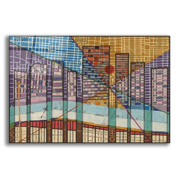 Epic Art 'Modern Map of Detroit' by Nikki Galapon Acrylic Glass Wall Art, 16"x24"