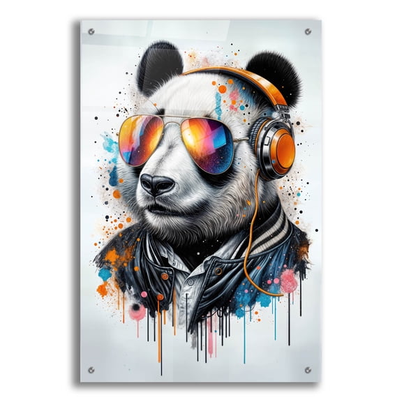 Epic Art 'Modern Panda' by Rey Klimt Acrylic Glass Wall Art, 24" x 36"