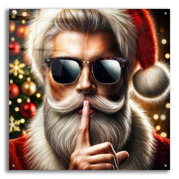 Epic Art 'Modern Santas Secrets' by Rey Klimt Acrylic Glass Wall Art, 36" x 36"
