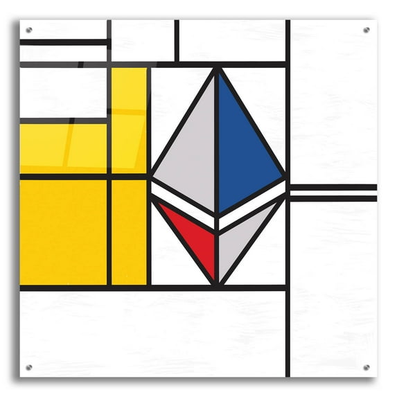 Epic Art 'Mondrian 3937 Ethereum Crypto Art-01' by Epic Portfolio, Acrylic Glass Wall Art, 36"x36"