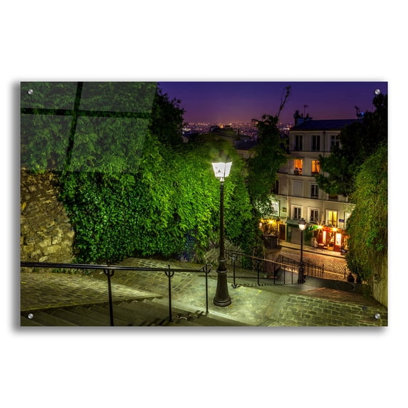 Epic Art 'Montmartre Steps' by H.J. Herrera, Acrylic Glass Wall Art, 36"x24"