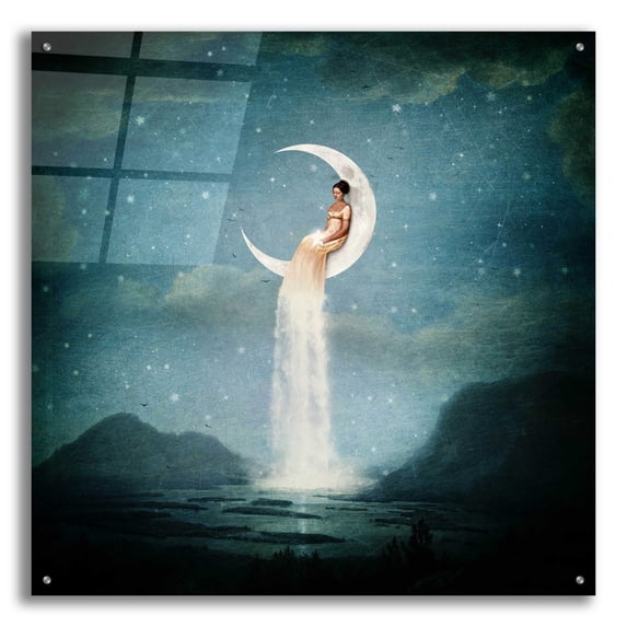 Epic Art 'Moon River Lady' by Paula Belle Flores, Acrylic Glass Wall Art, 36"x36"