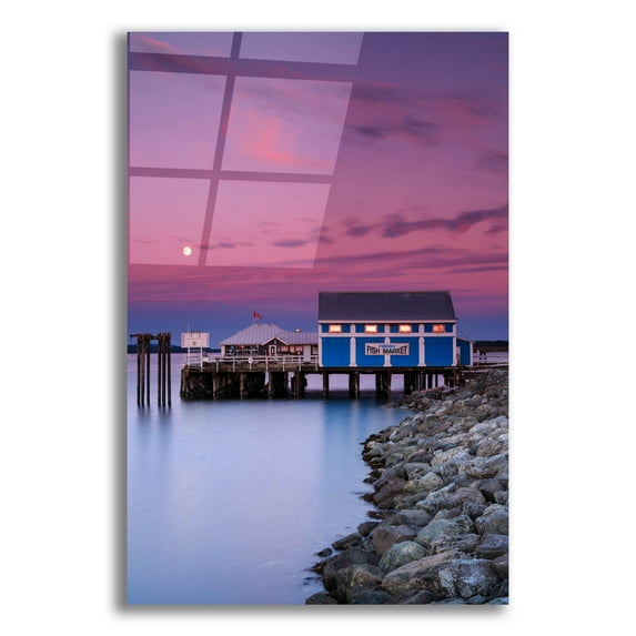 Epic Art ' Moon over Sidney Fish Market' by Shawn/Corinne Severn, Acrylic Glass Wall Art, 16"x24"