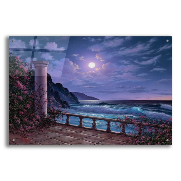 Epic Art 'Moonlight Sea' by Anthony Casay, Acrylic Glass Wall Art, 36"x24"
