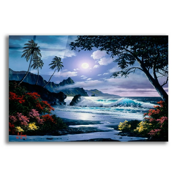 Epic Art 'Moonlight waves' by Anthony Casay, Acrylic Glass Wall Art, 16"x12"