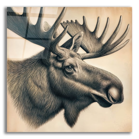 Epic Art 'Moose Head' by Rey Klimt Acrylic Glass Wall Art, 12" x 12"