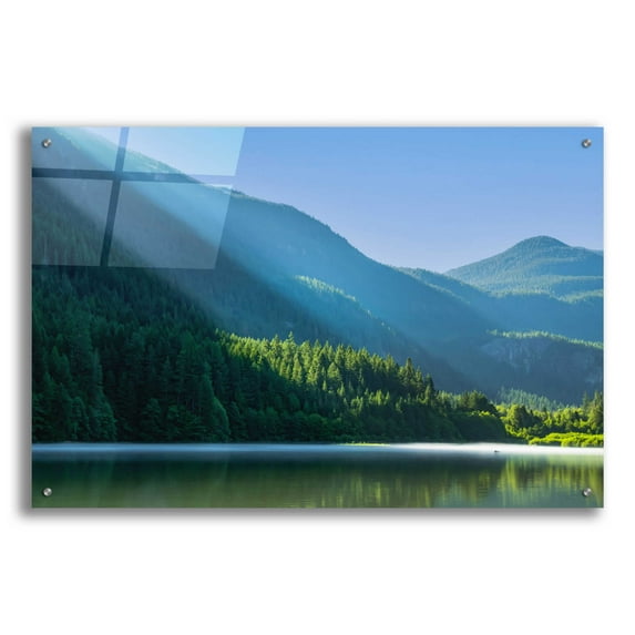 Epic Art 'Morning Rays Streak Across The Mountainside' by Don Schwartz, Acrylic Glass Wall Art, 36"x24"