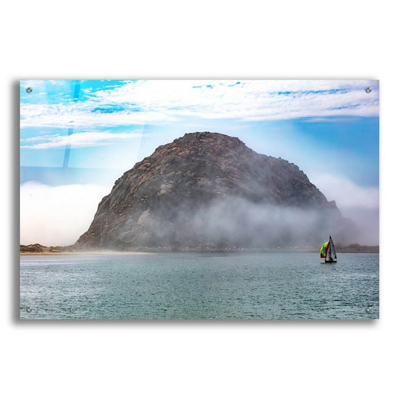 Epic Art 'Morro Rock Sailboat In Fog' by Epic Portfolio Acrylic Glass Wall Art, 36" x 24"