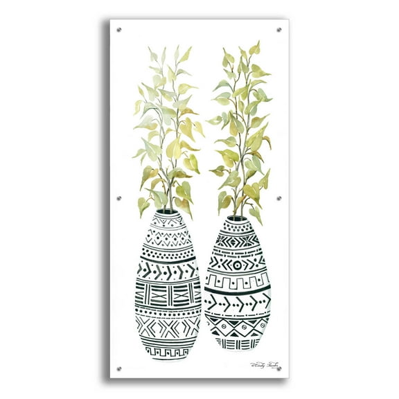 Epic Art 'Mud Cloth Vase II' by Cindy Jacobs, Acrylic Glass Wall Art, 24"x48"