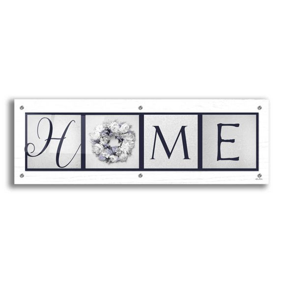 Epic Art 'Navy Blue Home' by Lori Deiter Acrylic Glass Wall Art, 36"x12"