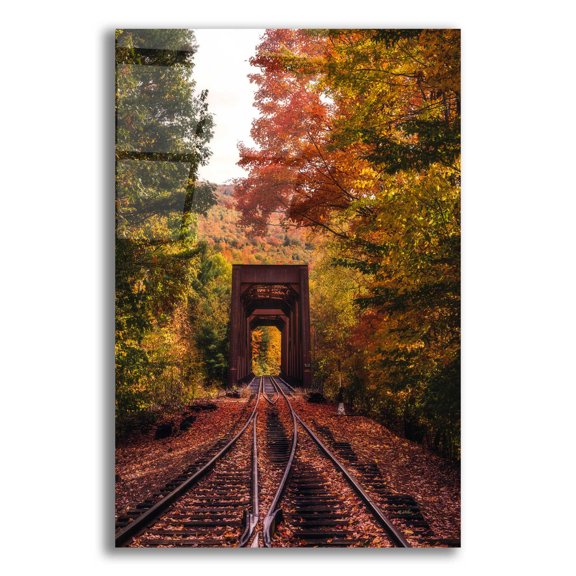 Epic Art 'New England Train Trestle Bridge' by Bruce Getty, Acrylic Glass Wall Art, 16"x24"