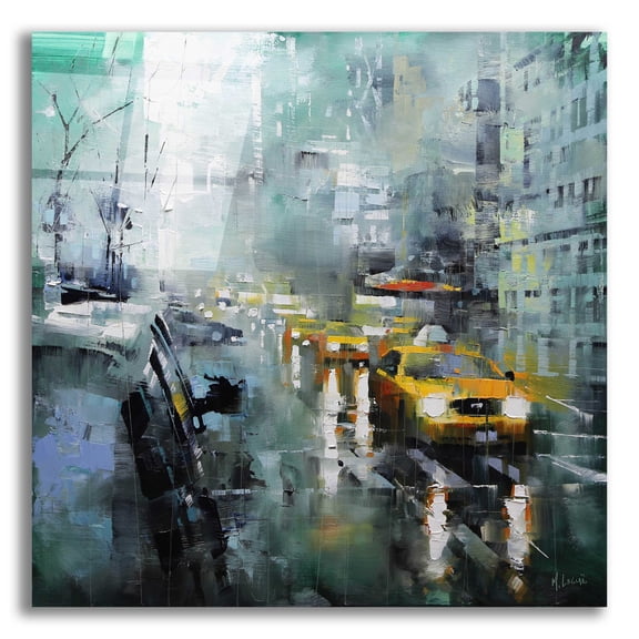 Epic Art 'New York Rain' by Mark Lague, Acrylic Glass Wall Art, 12"x12"