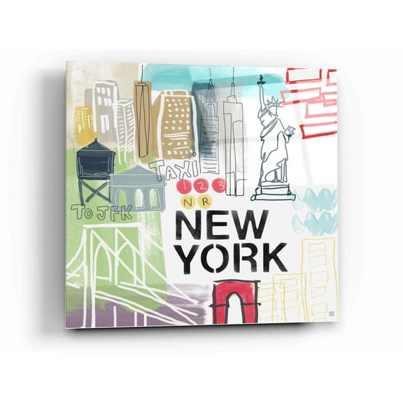 Epic Art 'New York' by Linda Woods, Acrylic Glass Wall Art, 12"x12"