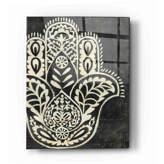 Epic Art 'Night Hamsa I' by Chariklia Zarris Acrylic Glass Wall Art, 12"x16"