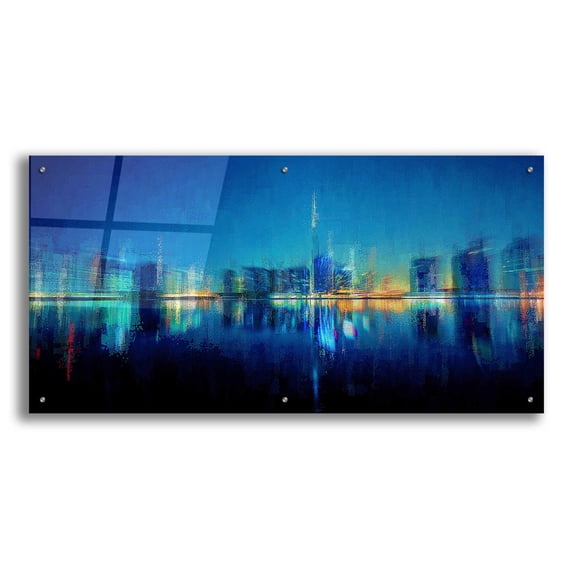 Epic Art 'Night of the City' by David Manlove, Acrylic Glass Wall Art, 48"x24"