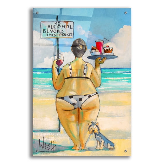 Epic Art 'No Alcohol Beyond This Point' by Ronald West Acrylic Glass Wall Art, 24" x 36"