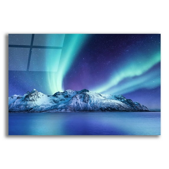 Epic Art 'Northern Lights In The Lofoten Islands Norway 1' by Epic Portfolio, Acrylic Glass Wall Art, 16"x12"