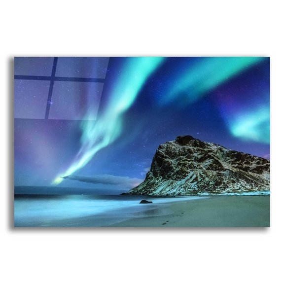 Epic Art 'Northern Lights In The Lofoten Islands Norway 2' by Epic Portfolio, Acrylic Glass Wall Art, 24"x16"