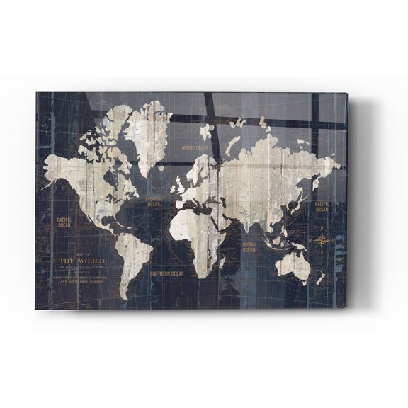 Epic Art 'Old World Map' by Wild Apple Portfolio, Acrylic Glass Wall Art, 24"x36"