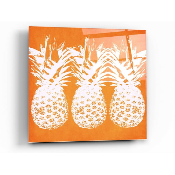 Epic Art 'Orange Pineapples' by Linda Woods, Acrylic Glass Wall Art, 24"x24"